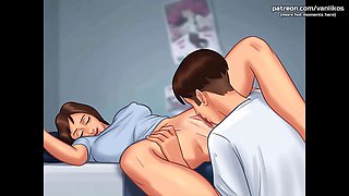 Stepsister creampie during a steamy shower session from Summertime Saga