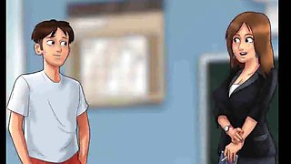 French milf professor wants to bang her schoolgirl in summertime saga episode