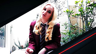 Blonde British Schoolgirl Masturbating