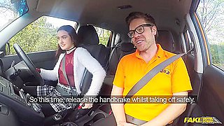 19 Year Old Brunette Learner Seduces Instructor In Car Sex Romp