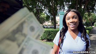 Hot Ebony nurse fucked on the bus