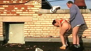 British amateur couple fuck on the roof