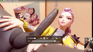 Tight Bald Pussy Judy Squirts While Getting Fucked, Kpop BBC Hunter Deepthroats a Cum Filled Cock