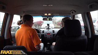 Fake driving school blonde learner amaris and her flawless knockers nailed
