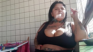 BBW Smoking on Her Balcony