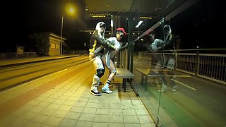Risky Bus Stop Sex with Young Stepsis - Big Tits Latina Gets Creampie & Orgasm