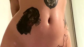 Glamour babe with big boobs masturbates in lingerie
