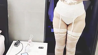 Hotwife Poses in a Bride Costume