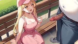 2D Cartoon: Petite Blonde Babe Sucks Off To a Perv Fat Big-dicked Stranger In the Park