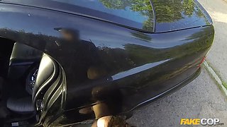 Fake cop - lean chick trades oral and fuck for a rail home
