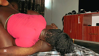 Naughty Ebony Step Daughter Eats Daddy's Ass While Stepmom Is at Work