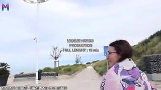 Amateur Outdoor Beach Threesome with Irogenia - Cum in Mouth & Big Cock Action