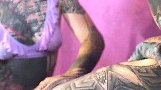 Anal Fuckmachine Destroys Cute Tattoo Girls Asshole - Lesbian Squirt Action