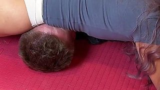 Asian Belly Domination in Scissorhold Wrestling