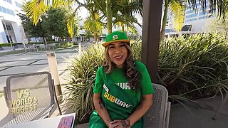THATS A FOOTLONG COCK! Subway Employee Works Overtime Fucking 2 Huge Cocks for Multiple Cumshots VS Worlds Biggest Cock