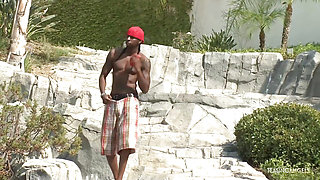 The promiscuous interracial couple leaves the pool party to join another couple in a foursome