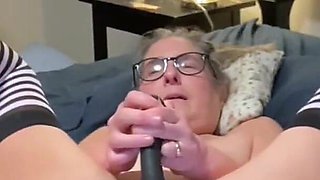 Hot MILF Masturbates with Black Rabbit and Anal Beads Legs Spread Wide