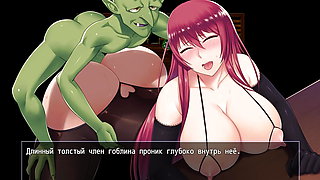 The goblin is impregnating the cute red haired beauty