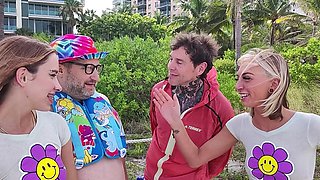 Two cute girls Khloe Kapri and Chloe Temple share a big cock