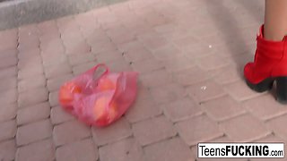 Blonde teen Jenny thanks him for his help with her pussy