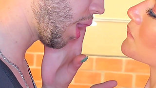 Trainer Brian Evansx Teaches His Student Yenifer Chacon How to Hold the Barbell