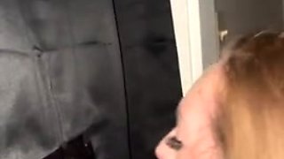 Slut Deepthroats Stranger at Homemade Gloryhole