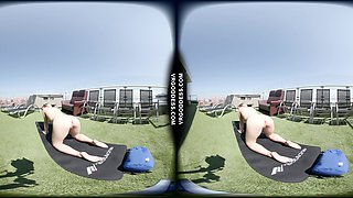 Babyhunters Doing Naked Yoga On Rooftop Terrace On Sunny Windy Day