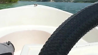 A Handsome Black Guy Destroys My Pussy on His Boat. I Suck His Big Black Cock on the Lake!!!