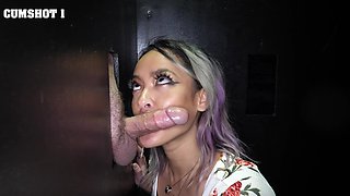 Small boobs babe Channy Crossfire drops on her knees to give head