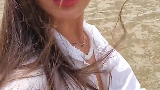 Naked Walking and Risky Pee on the Beach