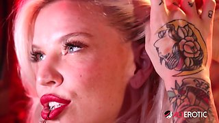 Kitt Jones gets so horny in her bunker she uses a powerful machine on her pussy! - AltErotic