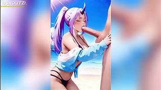 Shion from that time i got reincarnated as a slime, does a perfect deepthroat with your long penis and will swallow all your cum