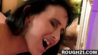 Horny blonde with big tits pleasures her hairy pussy up close and personal