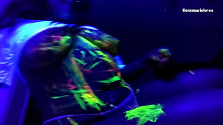 Hot MILF Glow in the Dark Lactating Tits Sprays and Rubbing My Pussy
