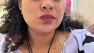 Gassy Milk-intolerant Girl on the Toilet and Farting