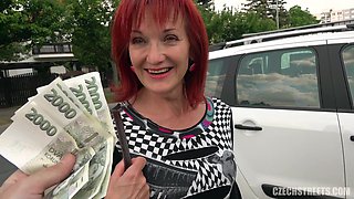 Czech Streets 111 Mrs Irena loves money and cocks