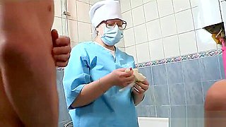 Doctor assists with hymen physical and defloration of virgin girl