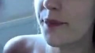 Busty brunette slut enjoys extreme amateur pov blowjob