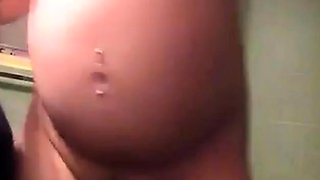 Hot Brunette Babe Shows Off Her Big Pregnant Tits on Webcam
