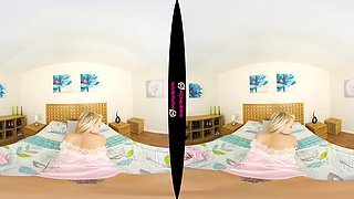 Care For A Fuck; Solo British Blonde On The Bed Striptease