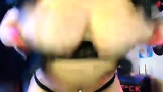 Big-Titted Blonde Babe Plays with Dildo on Webcam