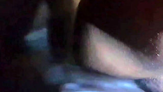 Black girl enjoying with squirty sounds when lying on her back