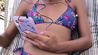 Cuban Lobita Putting on a Bikini and at the Pool