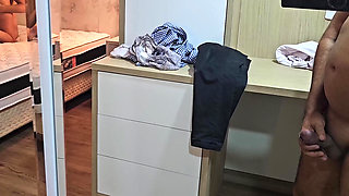 My wife in our apartment having sex with the motorcycle courier without a condom