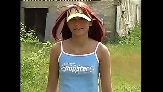 Sexy Lesbians Sonia Red and Sandra Kalerman Threesome Dildo Fucking in Garden Pussy Play