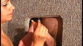 Vintage Blowbang in Glory Hole with Skinny Babe P2