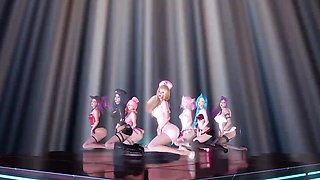 K-Pop Dance Extravaganza: Ahri, Akali, Kai'sa, Lux, Jinx, Caitlyn. 3D