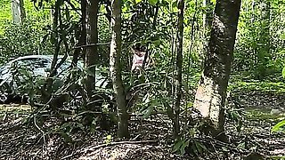 She's Caught Pussy Rubbing in the Woods Squirting on Her Car Hood