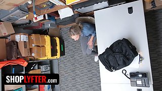 Shoplyfter - thin blonde beauty Emma Hix gives her pussy to security officer to get out of distress