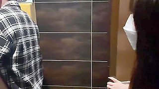 Petite Asian Teen 18+ Threesome Sharing A Cock And Double Bj Cum Swap In Toilet